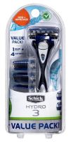 Men\\\'s Schick Hydro 3 Value Pack 1 Razor + 4 Cartridges Hydrating Gel Reservoir